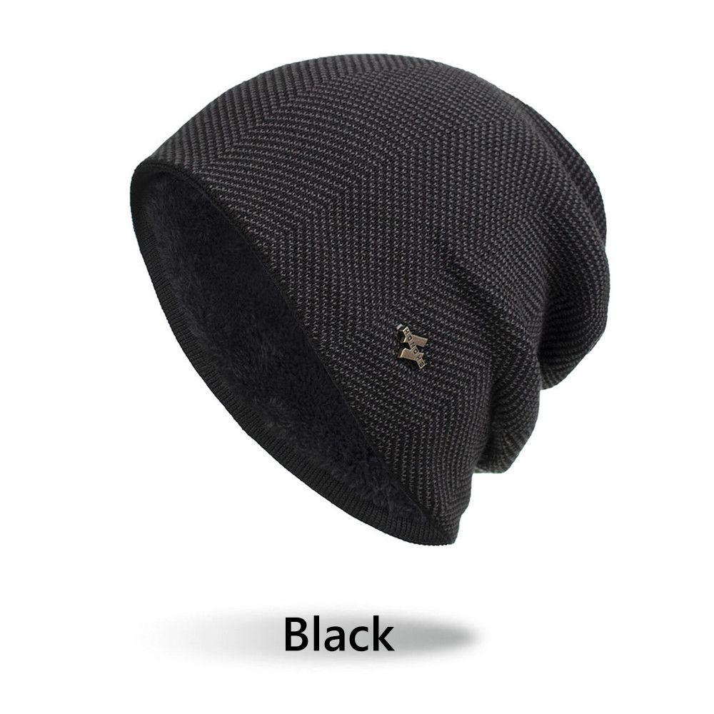 Unisex Cotton Wool Hat Skullies Men's Knitted Hat Winter Warm Hat Casual Beanies Thick Fleece Hat