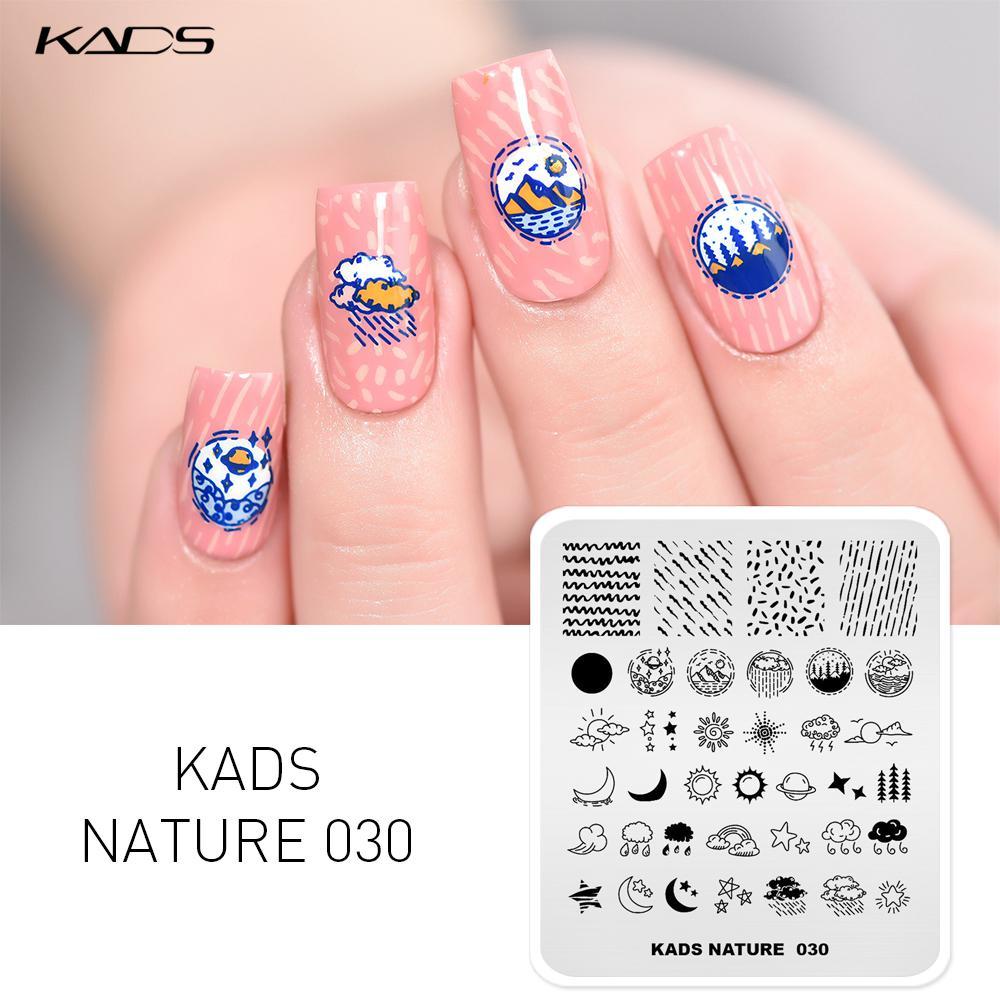 kads Прямоугольная пластина для штамповки ногтей Солнце Луна Звезды Радуга Метеорологическое изображение шаблон трафарет для украшения ногтей Новое поступление