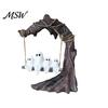 Cute And Spooky Desktop Decoration Ghost on Tree Swing Halloween Decor, Resin Figurine with Vintage Detailed Sculpture for Office Base, Festive Party
