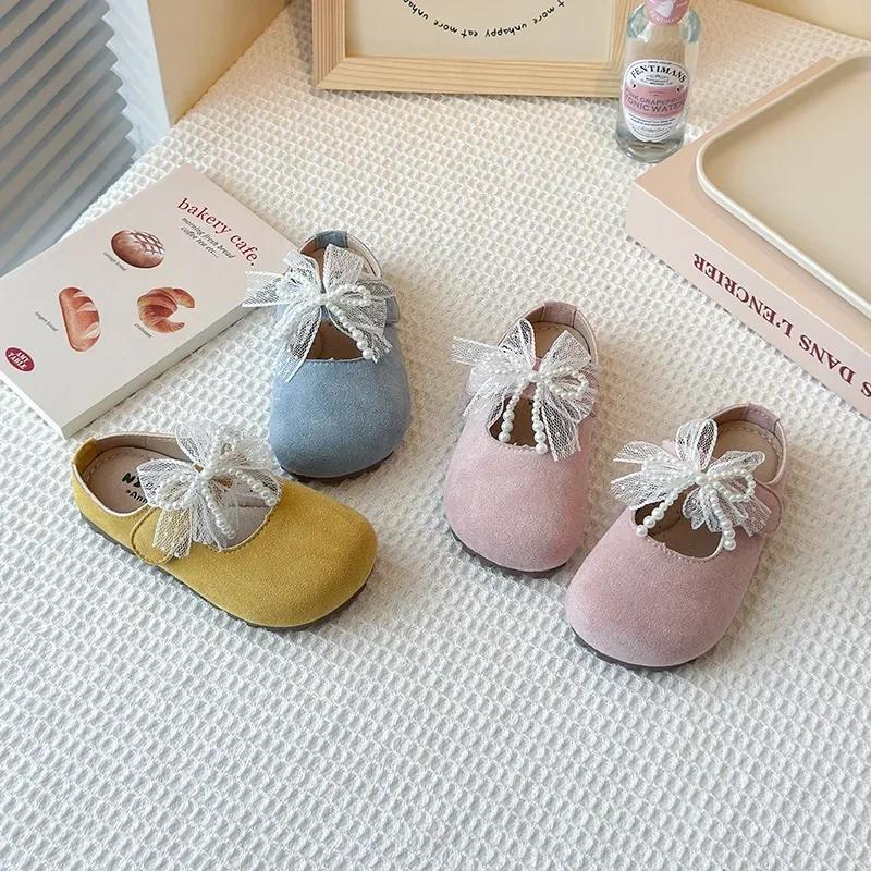 2025 Children Leather Shoes for Girls Spring New Fashion Korean Style Soft Bottom Anti-slippery Versatile Chic Princess Flats