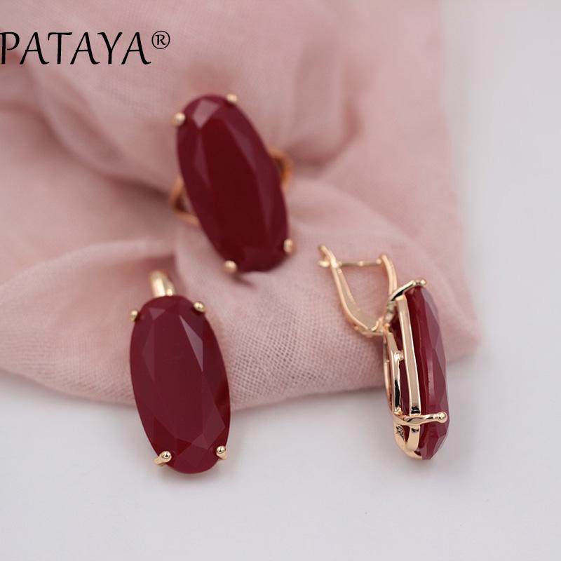 Прекрасный набор для женщин кольцо и серьги с большими камнями от PATAYA