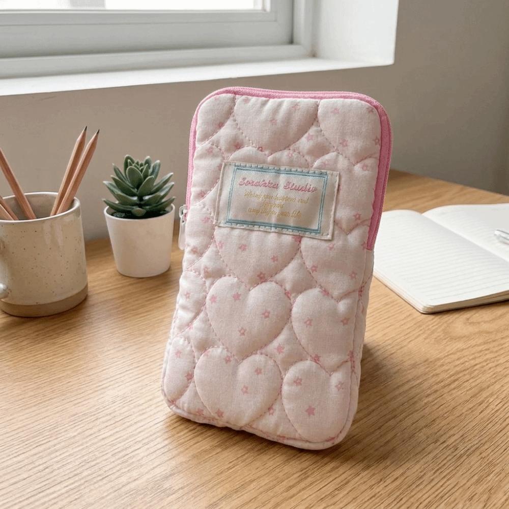 Cute Heart Cosmetic Pouch Polka Dot Print Pencil Toiletry Organizer Lipstick Bag