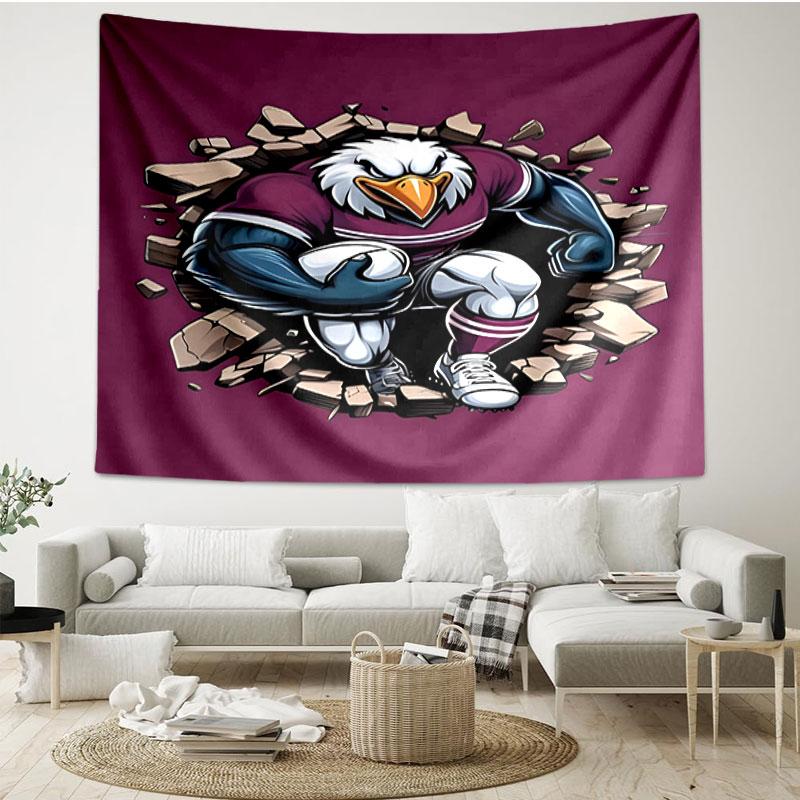 Manly Warringah Sea Eagles Print Tapestry - Portable Wall Decor Cloth, for Home, Dorm, Travel, Bedroom, Living Room - Ideal Birthday Housewarming Gift