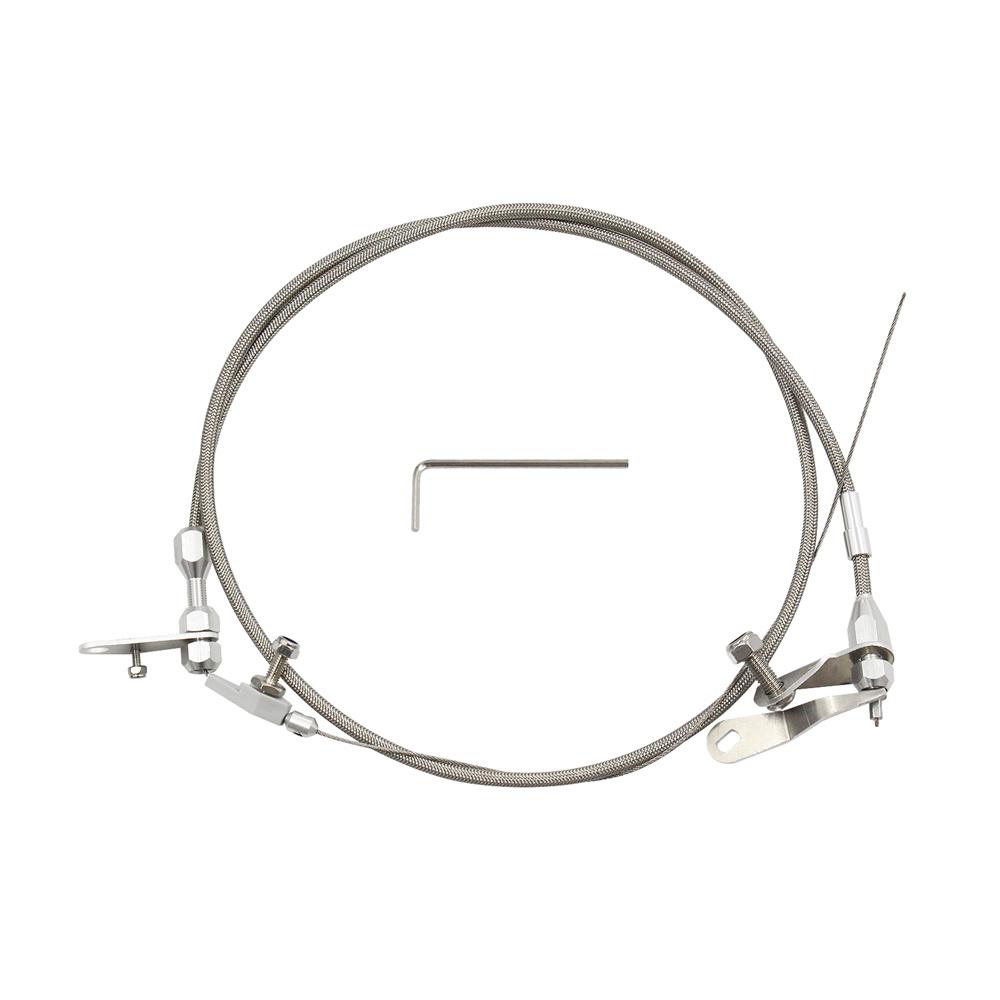 1x Stainless Steel Braided Kick Down Cable Transmission Detent For Ford C6 Trans