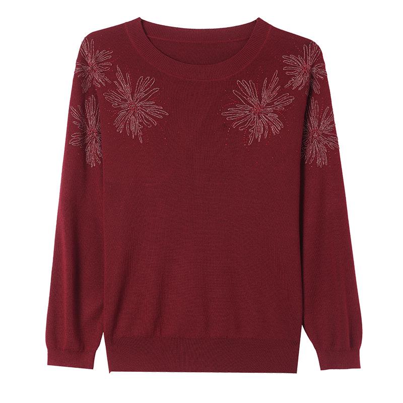 Благородные свитера больших размеров на весну и осень для женщин среднего и пожилого возраста - Новинка 2025 года, приталенная базовая рубашка, скрывающая живот