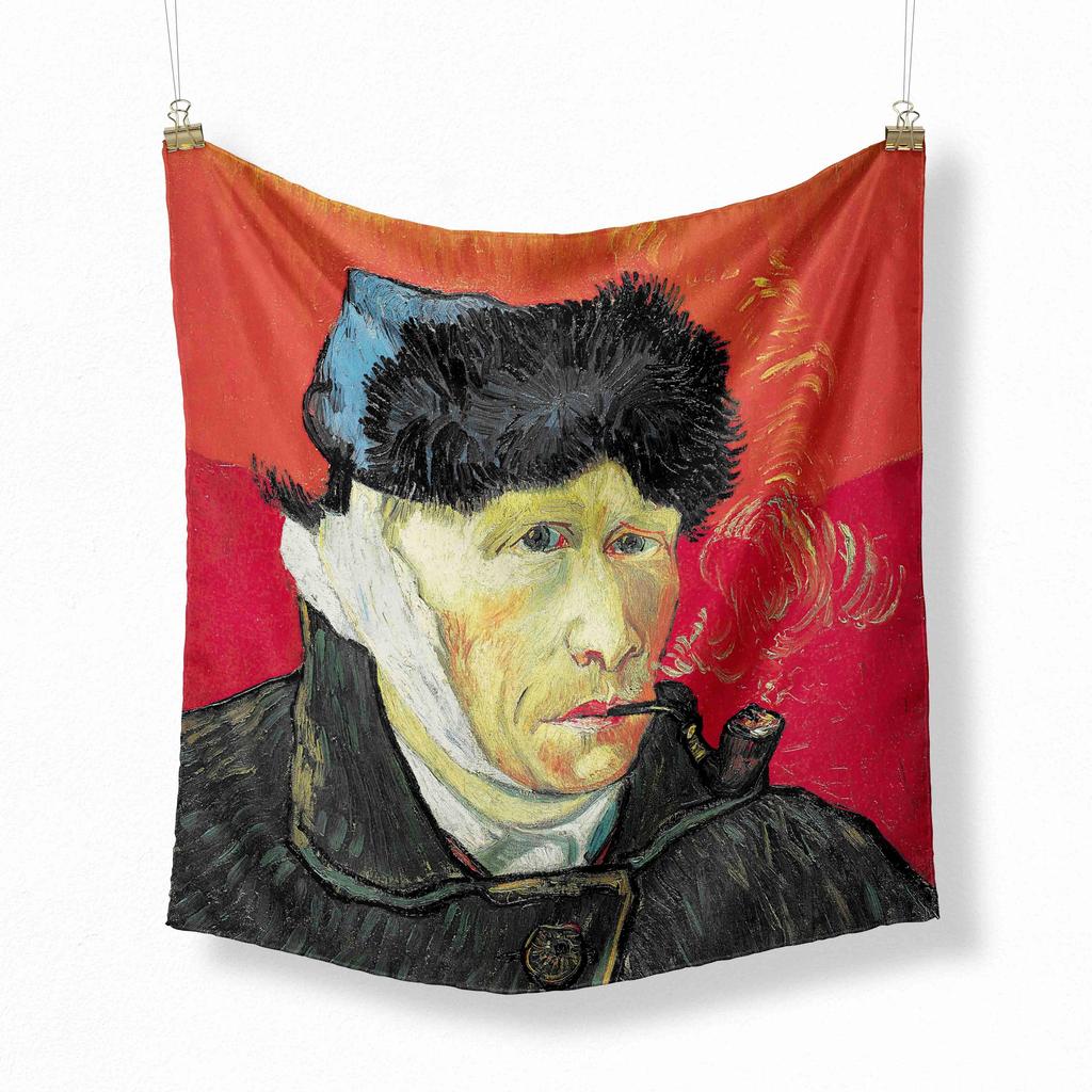 70cm Flower Oil Painting New Spring Winter Silk Scarf Men Luxury Brand Designer Fashion Scarves Plaid for Women Scarf