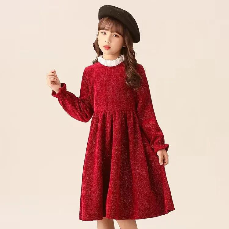 Зимнее красное платье принцессы: Стильный новогодний наряд для маленьких девочек