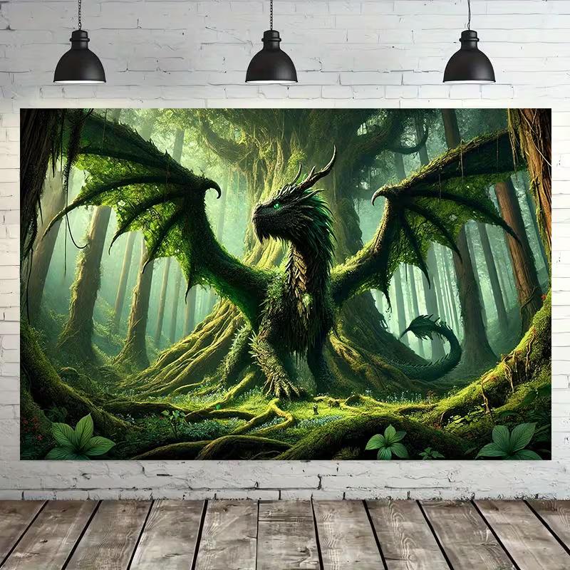 2D Магический Зеленый Дракон Фотофон для Студийной Фотосессии