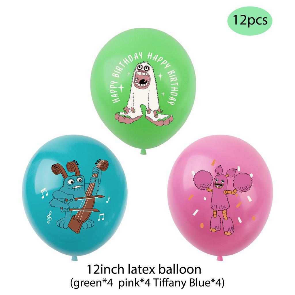 Красочный Монстр Музыкальный Концерт Украшения для Вечеринки по Случаю Дня Рождения Лесное Существо Вымпел Баннер Воздушные Шары Топперы для Торта