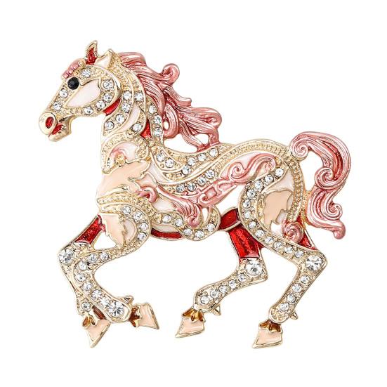 Colorful Horse Brooch Rhinestone Encrusted Alloy Horse Lapel Pin Animal Brooch Pin Outfit Accessory for Clothes Hats Bags Scarves