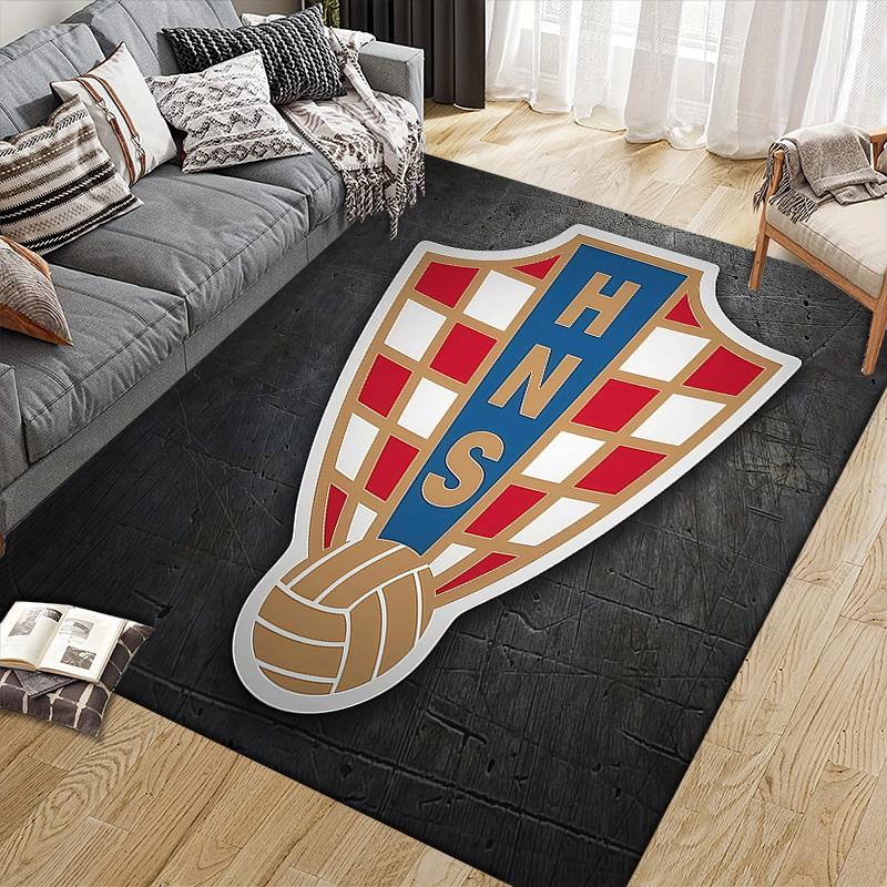 Croatia National Football Team Flannel Pattern Square Carpet,Area Rug,Carpet Rug for Living Room Bedroom Sofa Playroom Decor,Non-slip Floor Mat