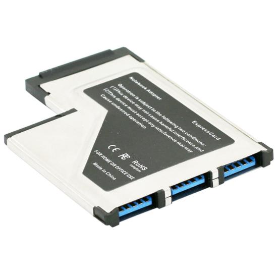Сверхскоростной адаптер-конвертер Express Card 54 мм на 3 порта USB 3.0 для ПК и ноутбуков