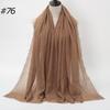 New Fashionable Women's Long Crinkled Cotton Linen Scarf with Tassel Edge - Solid Color Shawl