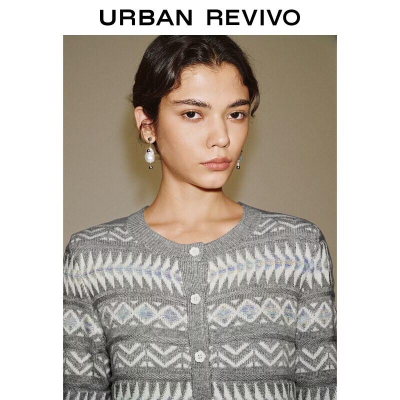 UR2026 Женский кардиган с жаккардовым узором Fair Isle