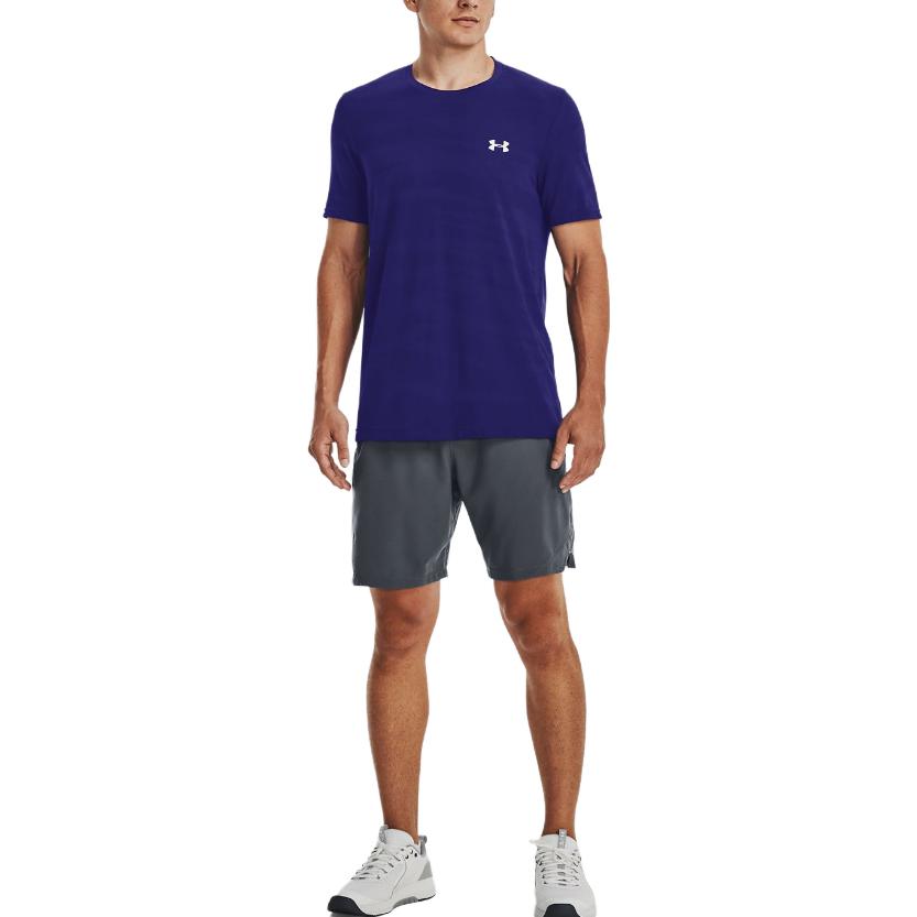 Under Armour Однотонная свободная футболка с круглым вырезом и коротким рукавом, мужские топы Sonar-Blue 1373726-468