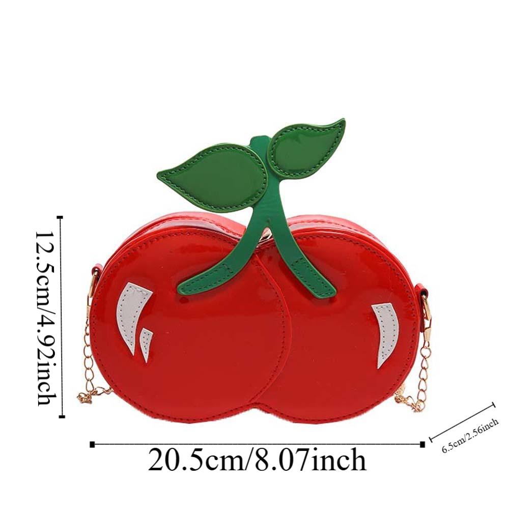 Kawaii Red Fruit Crossbody Bag Large Capacity PU Shoulder Pouch Chain Cherry Shape Bag Vacation