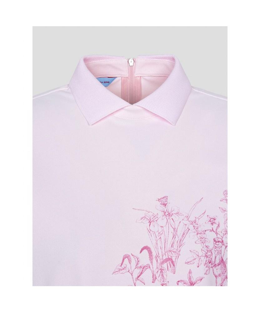 BEANPOLE GOLF [Daria Song] Women'S Patterned Collared Short Sleeve T-Shirt - Light Pink