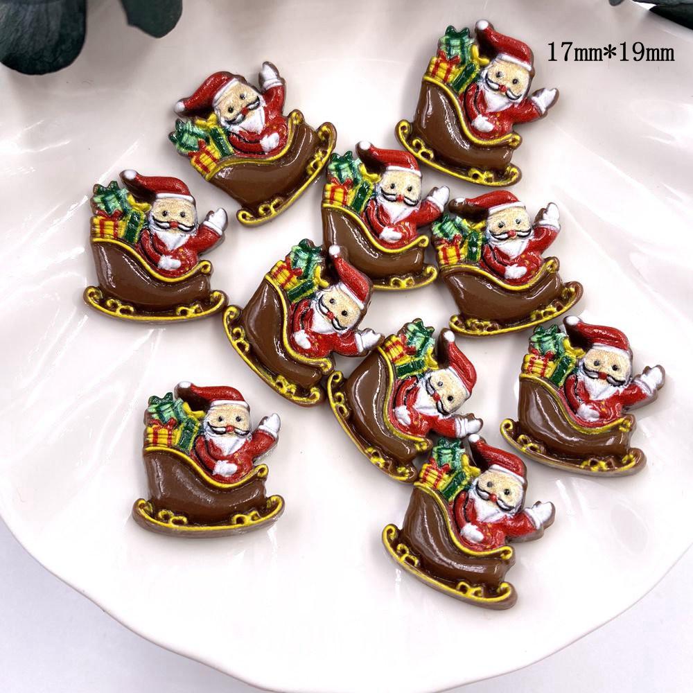 Красочные рождественские комбинированные фигурки из смолы с плоской спинкой, мультяшные фигурки, узор, сделай сам, скрапбук, художественный материал, орнамент