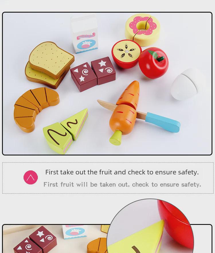 Wooden Pretend Kitchen Toy Set with Cutting Fruits & Vegetables