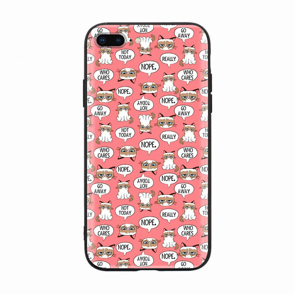 Black Case for Xiaomi Redmi 13C Note 9 iPhone XR 7 8 14 15 11 12 13 X XS Pro Max Samsung A25 S23 S24 FE Ultra Plus Grumpy Cat