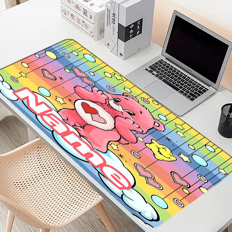 Custom Name Personalized Care Bears Pattern Mousepad, Laptop PC Desk Mat, Decorative Desk Mat for Home Keyboard Pad Gift