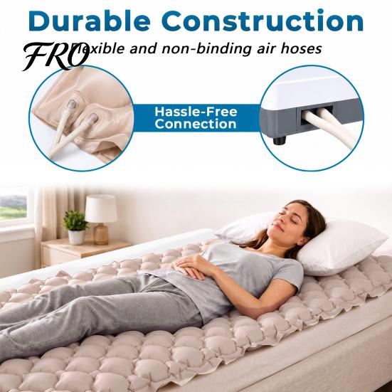 Heat Resistant Ulcer Cushion Pad Alternating Air Pressure Mattress Pad, Bed Sore Prevention, Hospital Topper with Whisper Quiet Pump & Waterproof for