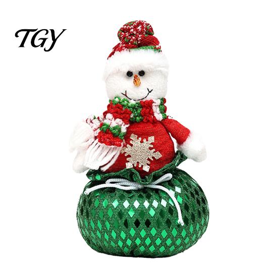 Decorative Storage Bowls Sequins Christmas Santa Claus/Snowman/Elk Ornaments with Candies Pocket, Elk Figurines for Red or Green Festive Figures