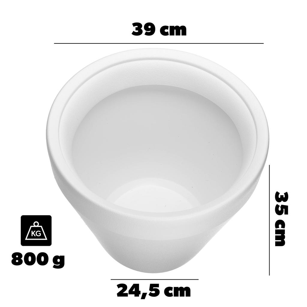 KADAX Doniczka Donica Duża Osłonka Na Kwiaty 39cm Okrągła Ogrodowa Kwietnik Biała