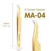 MASSCAKU Eyelash Extension Tweezers Fiber Tip Gold Stainless Steel Lash Pickup Tool for Volume Fans Classic Lash Isolation