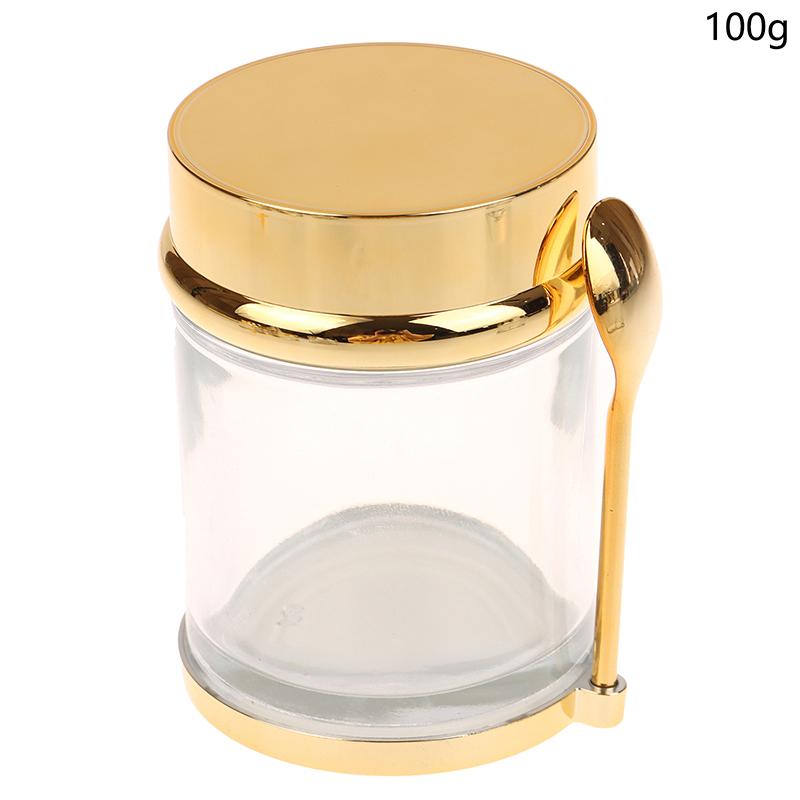 Гальваническое покрытие Пустая банка для крема Многоразовая бутылка для лосьона с ложкой 30/50/80/100 г Дорожный контейнер для крема для лица и косметических ватных дисков