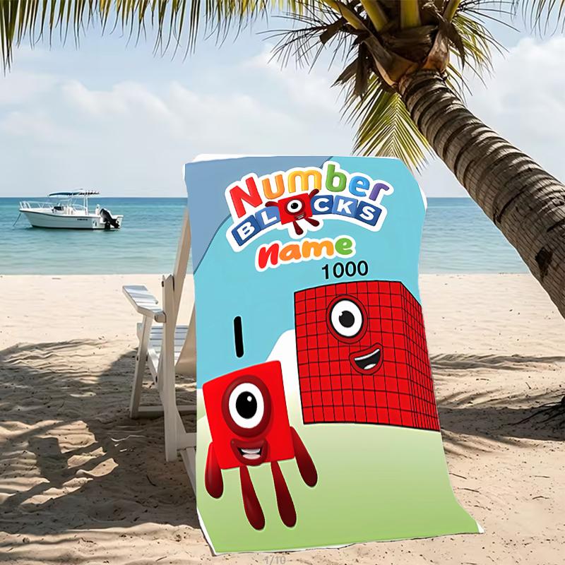Customizable personalized beach towels Numberblocks themed designs.Suitable for the beach, yoga, sports;ideal as beach accessories