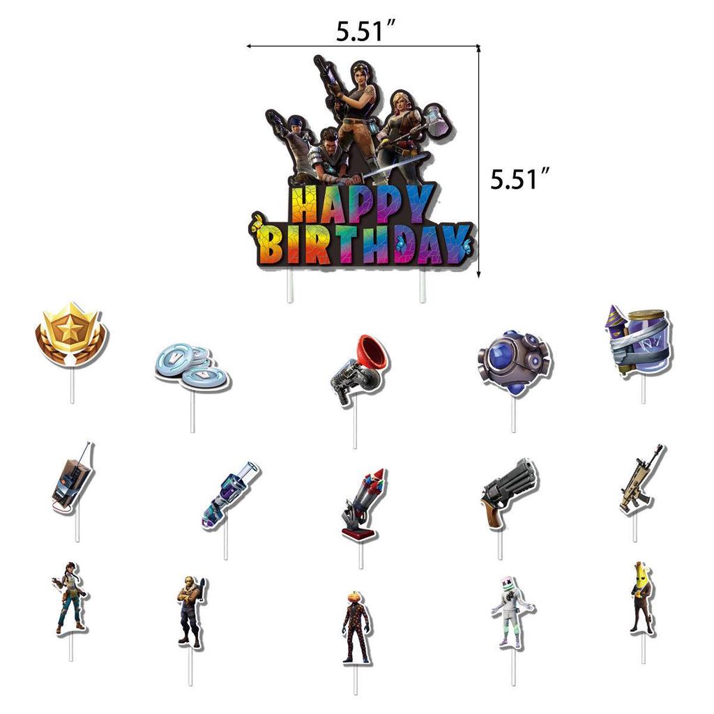 Fortnite Cake Topper Banner Flags for Birthday Party Decor