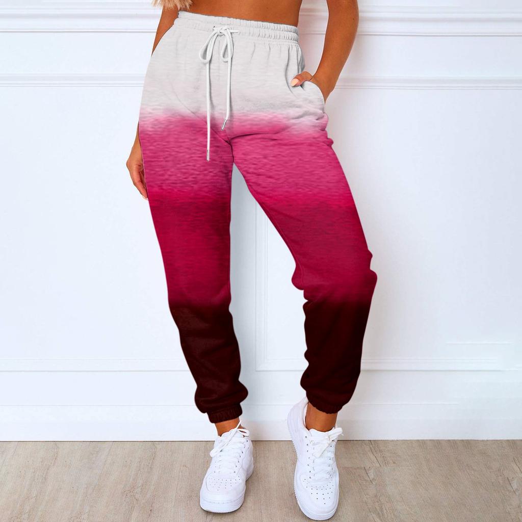 Женские модные спортивные повседневные спортивные штаны с карманами и шнурком с принтом