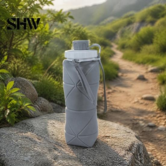 Flexible Silicone Drinkware for Commuting 600ml Portable Foldable Water Bottle, Food Grade Telescopic Non Slip Bottle Gym Lightweight Container