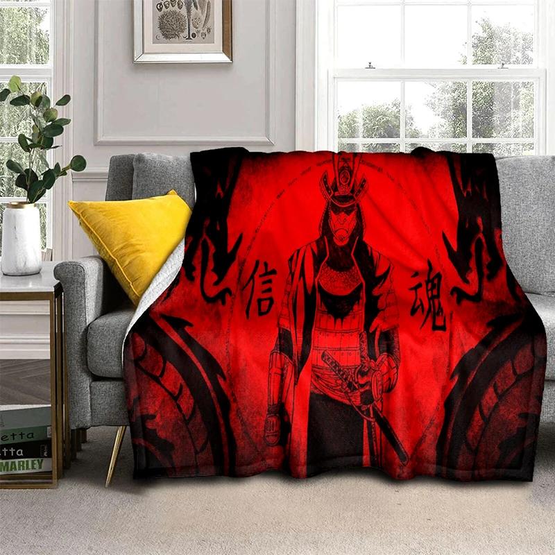 3D Japanese Samurai Bushido Katana Cartoon Game Blanket,Soft Throw Blanket for Home Bedroom Bed Sofa Travel Picnic Cover Kids