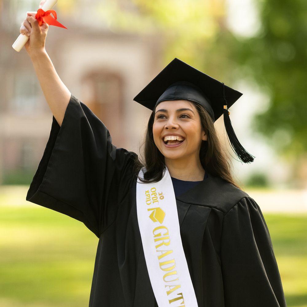 Class of 2026 Graduation Sash Belts Black White Bachelor Sash Etiquette Belt Graduation Party