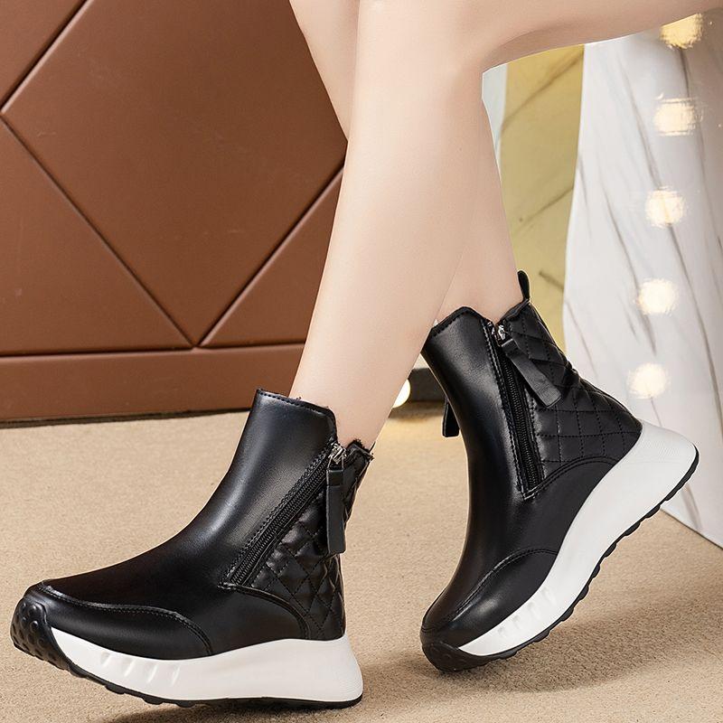 Fashion Winter Leather Waterproof Platform Snow Boots for Women Fashion 2025 Novelty Woman Shoes Sale Non Slip Goth New In Plush Ankle