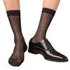 Mens Sexy Stockings Plaid See-Through Socks Breathable