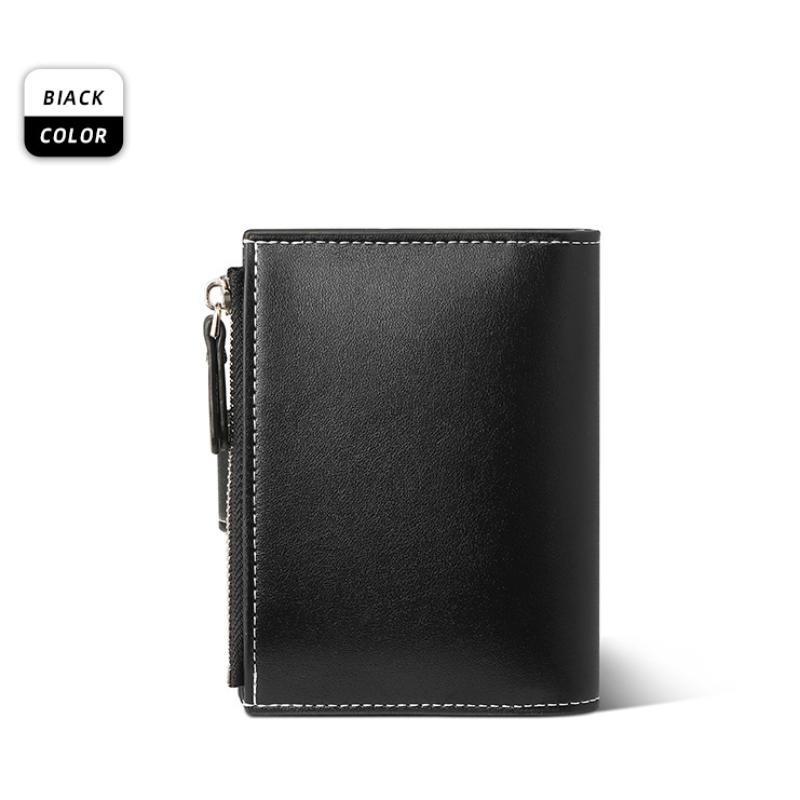 Освежающий мужской кожаный короткий двойной кошелек с защитой от кражи, многофункциональный держатель для карт с застежкой-молнией RFID