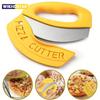 Stainless Steel Pizza Cutter with Cover Food Chopper Herb Cheese Knife Cutter Ring for Precise Pizza Slicing Baking Tools