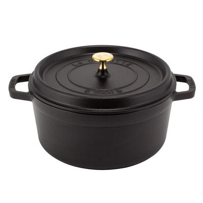 Staub Pico Cocotte Round 26 см, черный 1102625 Двуручная эмалированная кастрюля Rund Brater, черная, Pico Cocotte Pot, стильная кухонная утварь, кухонные принадлежности [Staub]