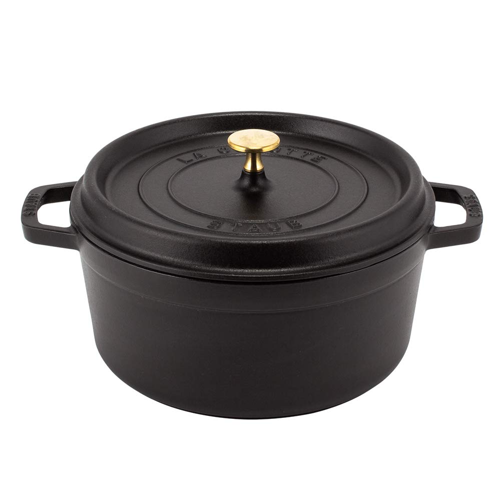 Staub Pico Cocotte Round 26cm Black 1102625 Two Handed Pot Enamel Pot Rund Brater Black Pico Cocotte Pot Stylish Cookware Kitchen Supplies [Staub]