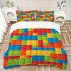 3pcs set Building block jigsaw puzzle 1 Quilt Cover + 2 Pillowcases, All Seasons Bedroom Setting, Perfect for Home and Dorm Decor a186
