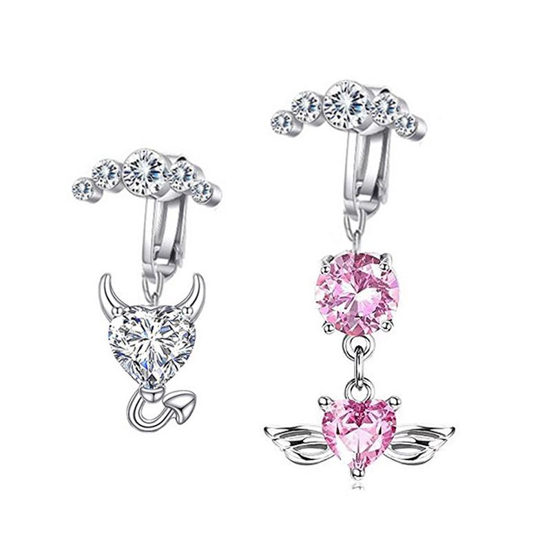 Поддельное кольцо для пупка Love Wings Butterfly Поддельная подвеска для пирсинга живота Клипса для пупка Не пупочная Поддельная серьга для пирсинга Клипса