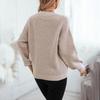 Осень-зима Винтажный свободный топ с длинными рукавами Однотонный пуловер Трикотажный свитер с круглым вырезом