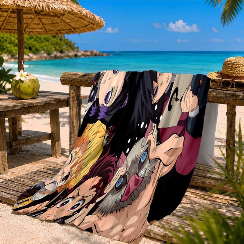 Demon Anime Group Beach Towel Microfiber Beach Towel, Lightweight and Quick-Dry, for Summer Travel, Swimming Pool Fan Birthday Gift