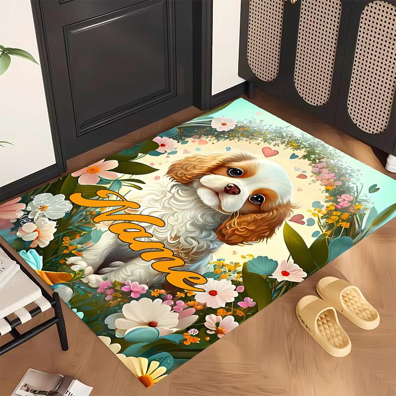 Cute PUPPY (28) Personalized name Office Carpet Stylish Decor for Living Room Bedroom Kitchen