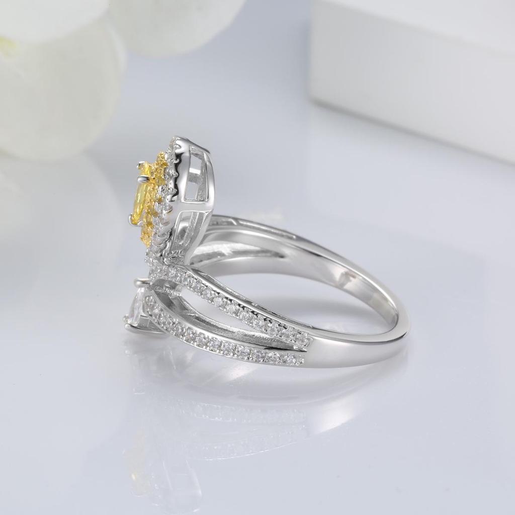 Женское кольцо из стерлингового серебра 925 пробы с розовым бриллиантом в форме капли - Стильное и универсальное