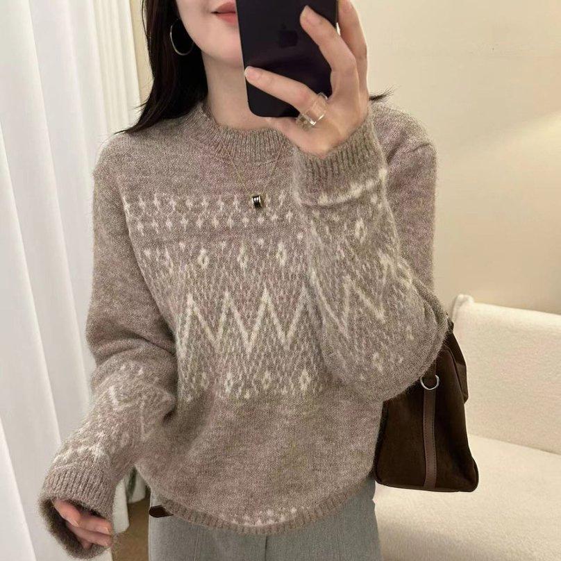 Women Autumn Winter Loose Knitted Sweater Soft Warm Long Sleeve Solid Color Casual Oversized Pullover Daily Streetwear Tops