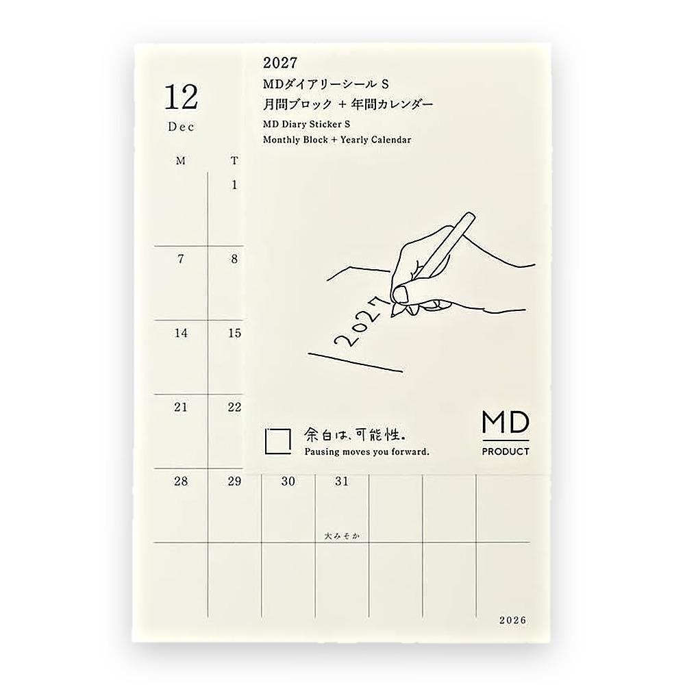 Наклейки для дневника DESIGNPHIL Midori MD Notebook Наклейка для дневника 2027 Ежемесячные S M L Начало Дек 2026 Начало с понедельника